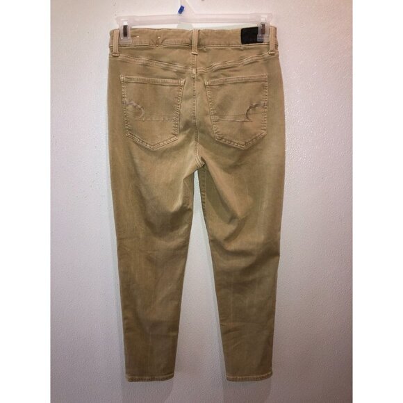 American Eagle Outfitters Womens Medium Tan High Rise Crop Jean Jegging Sz M - Picture 7 of 13